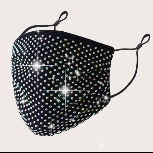 Fashion Mesh Rhinestone Face Mask  ☆ - Picture 1 of 7